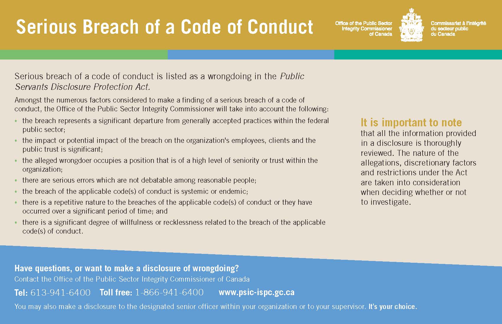 Serious Breach of a Code of Conduct